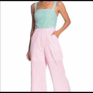 BCBGeneration striped pink and green jumpsuit